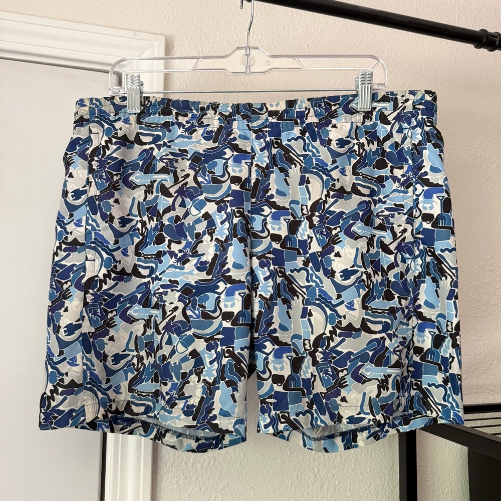 LA PERLA men’s blue‎ grey sea ocean printed swim beach summer trunks shorts
